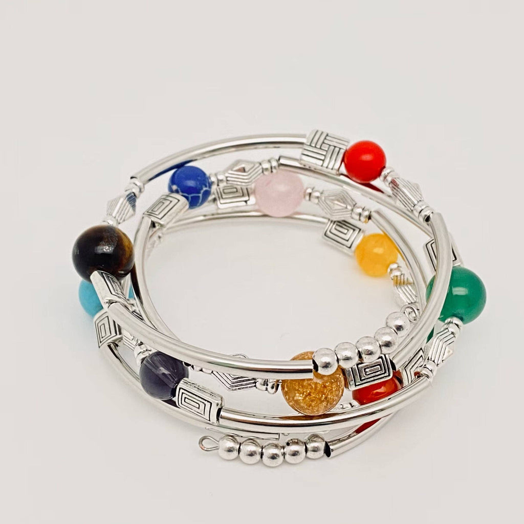 Natural Stone Wrap Beaded Bracelet Bangle