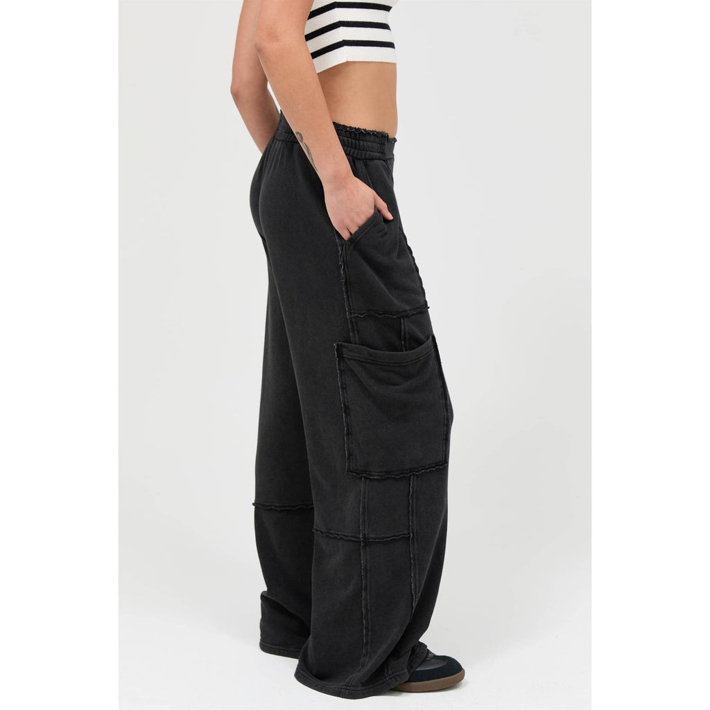 Mineral Wash Wide Leg Cargo Pants
