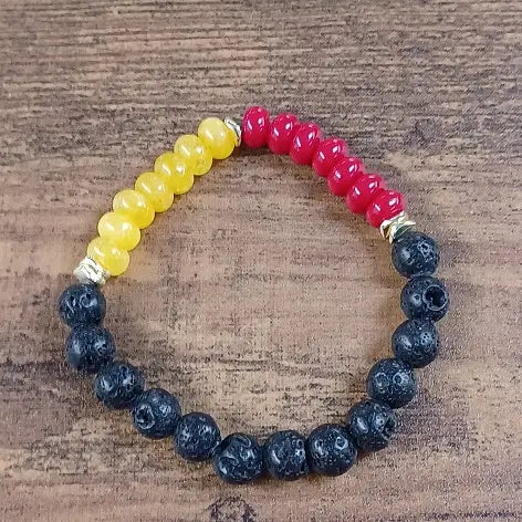 KC Chiefs Red, Yellow, and Black Magma Beaded Bracelet
