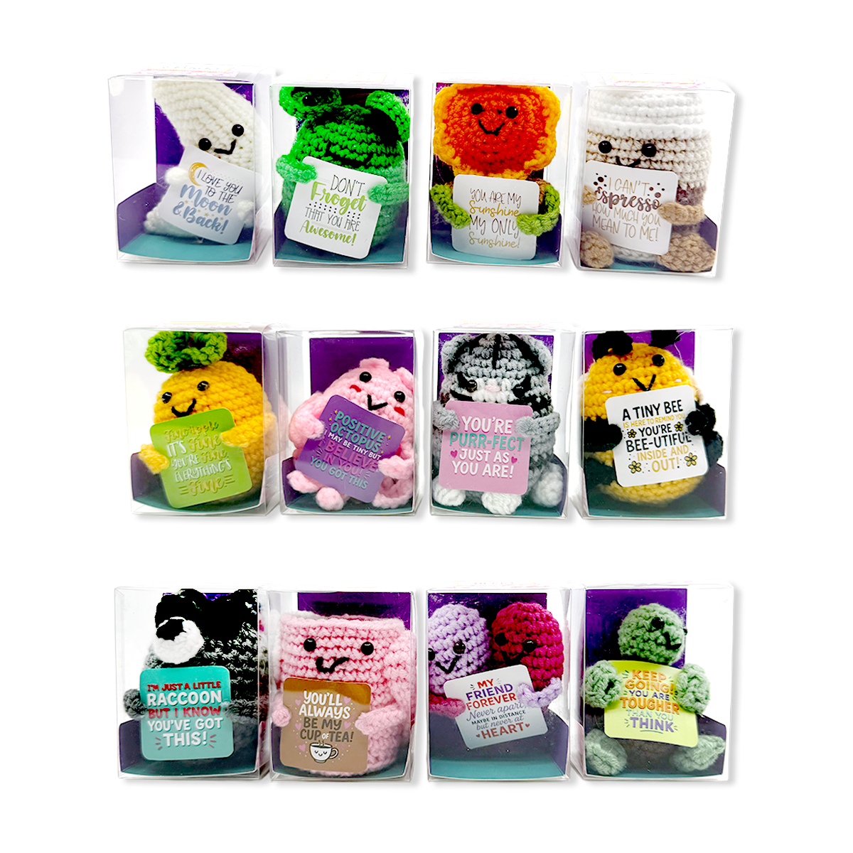 Emotional Support Crochet Plush Pals Variety - 12/Display
