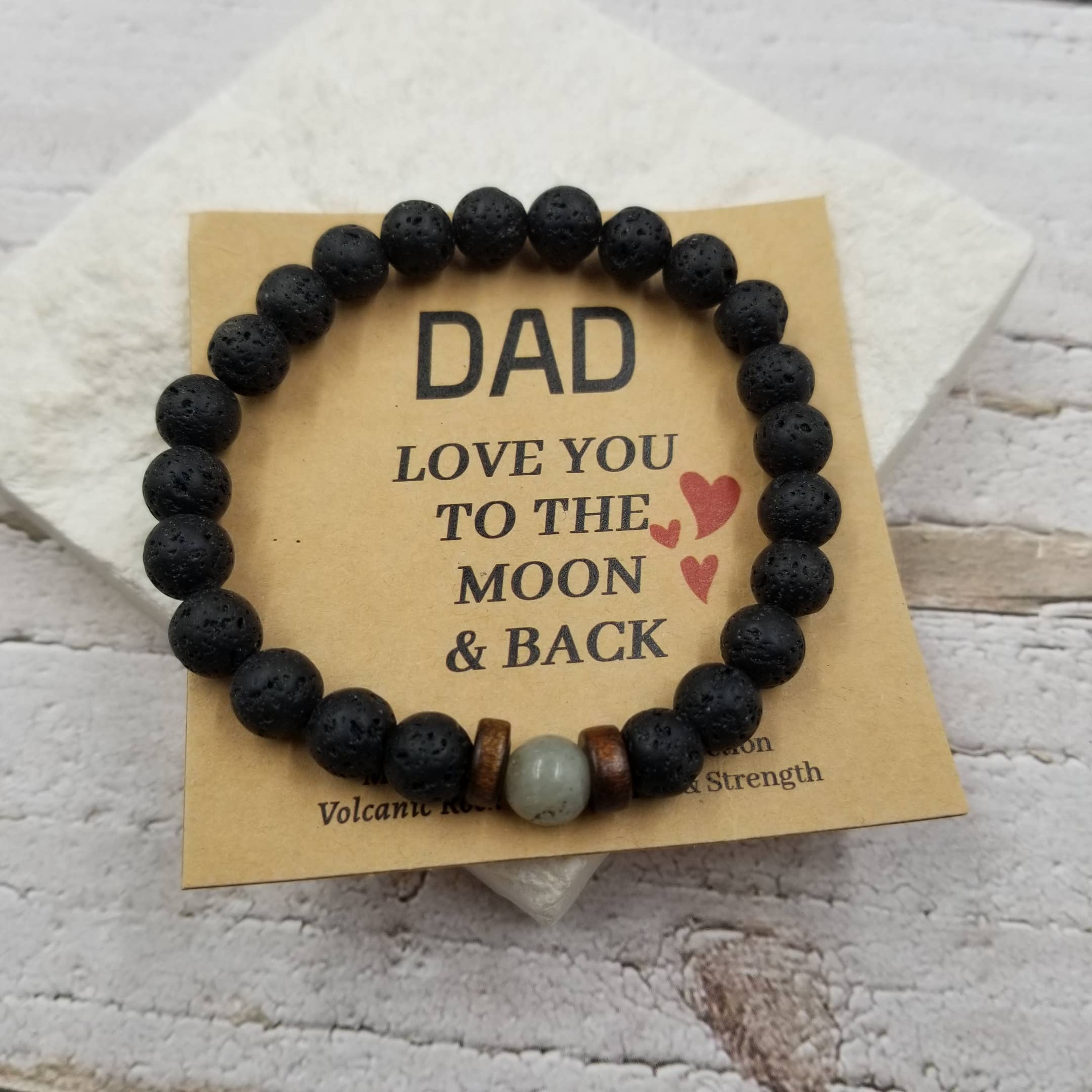 Father's Day Natural Stone Bracelet Gift With Card