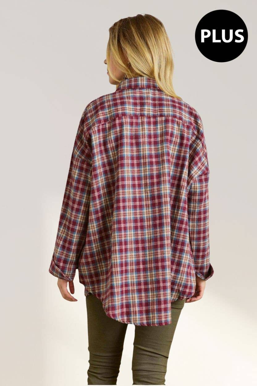 PLUS BUTTON DOWN PLAID SHIRT