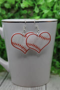 Baseball Hearts Dangle Earrings