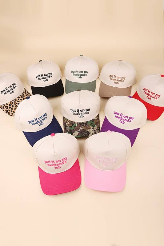 Put It On My Husband's Tab Two-tone Canvas Cotton Cap