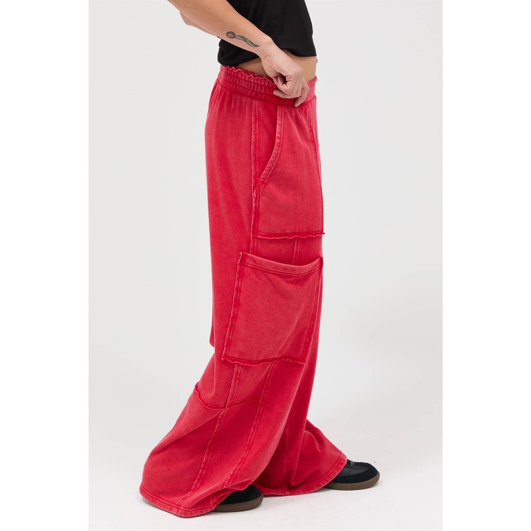 Mineral Wash Wide Leg Cargo Pants