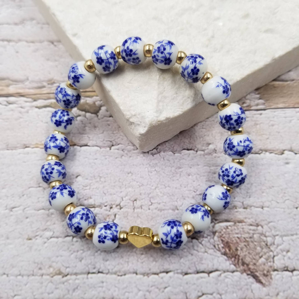 Valentine's Day Ceramic Beaded Heart Bracelet