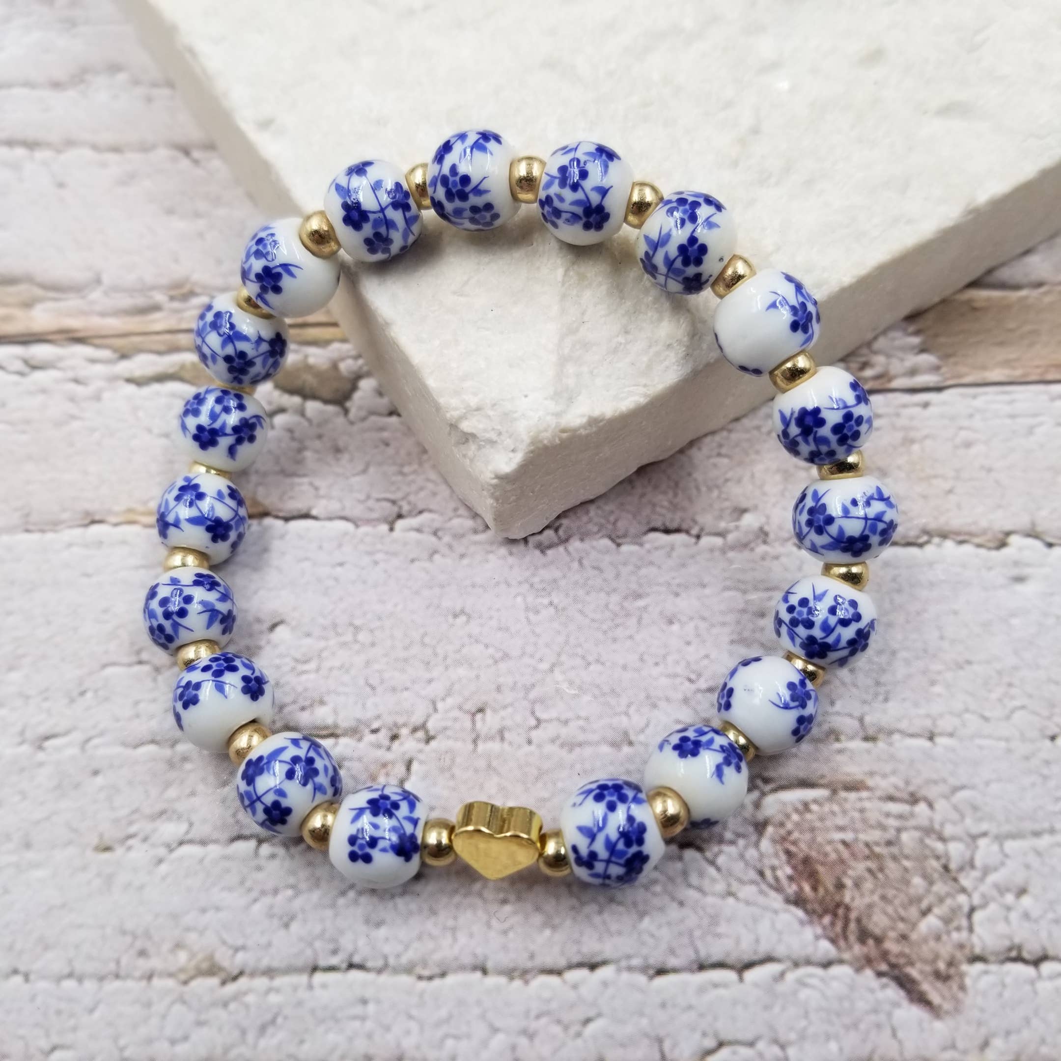 Valentine's Day Ceramic Beaded Heart Bracelet