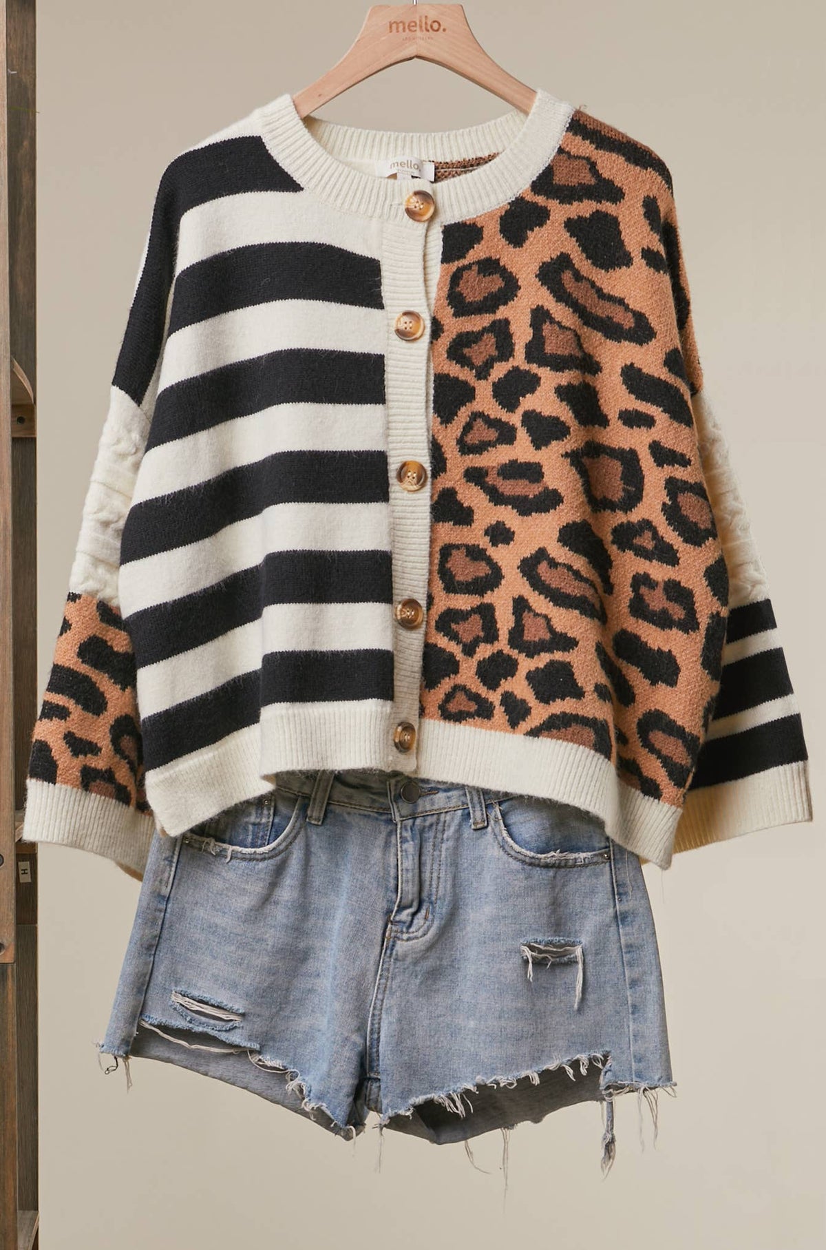 Bold Stripe and Leopard Cardigan