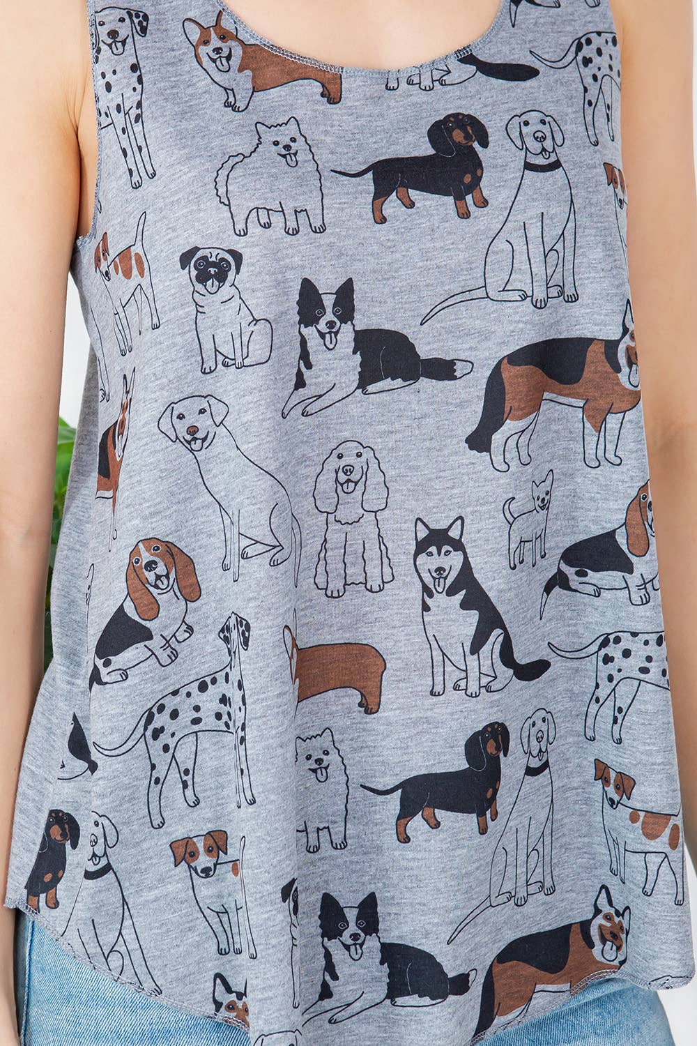 Variety Of Dogs Print Graphic Tank Top