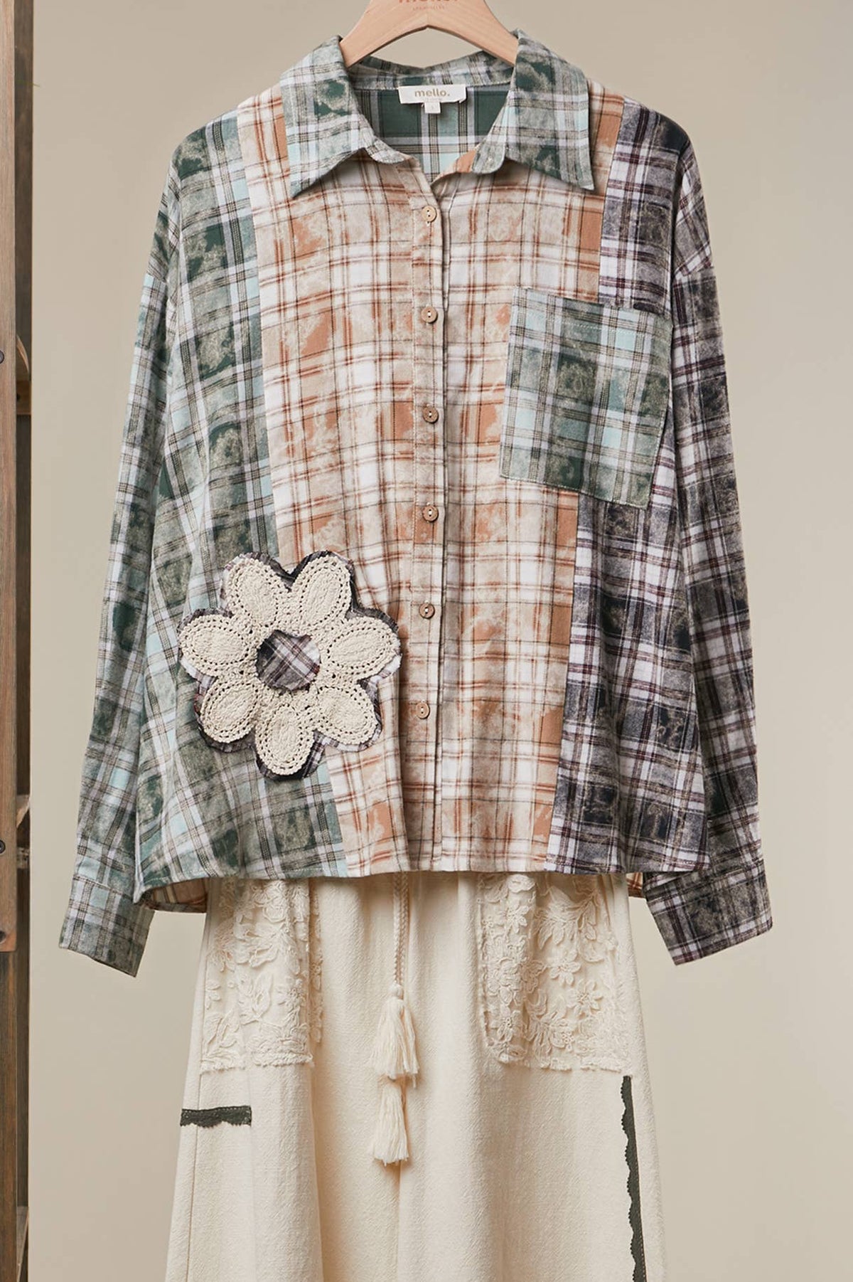 Vintage Patchwork Plaid Shirt Jacket