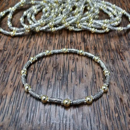 Everyday Elegance Silver and Gold Beaded Bracelet