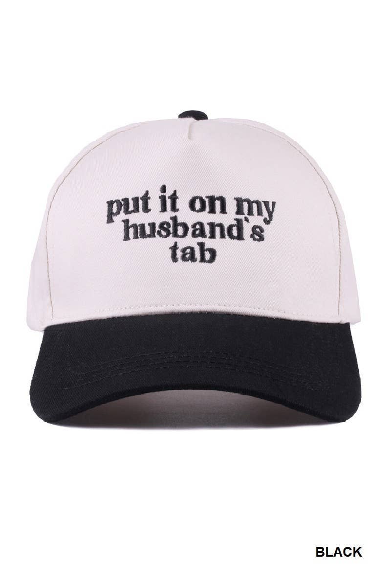 Put It On My Husband's Tab Two-tone Canvas Cotton Cap