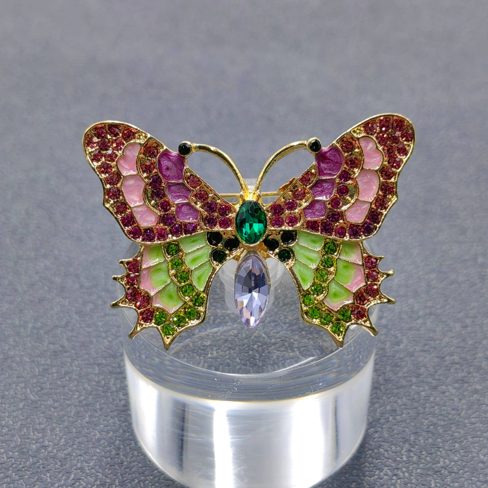 Vintage Rhinestone Enamel Butterfly Brooch