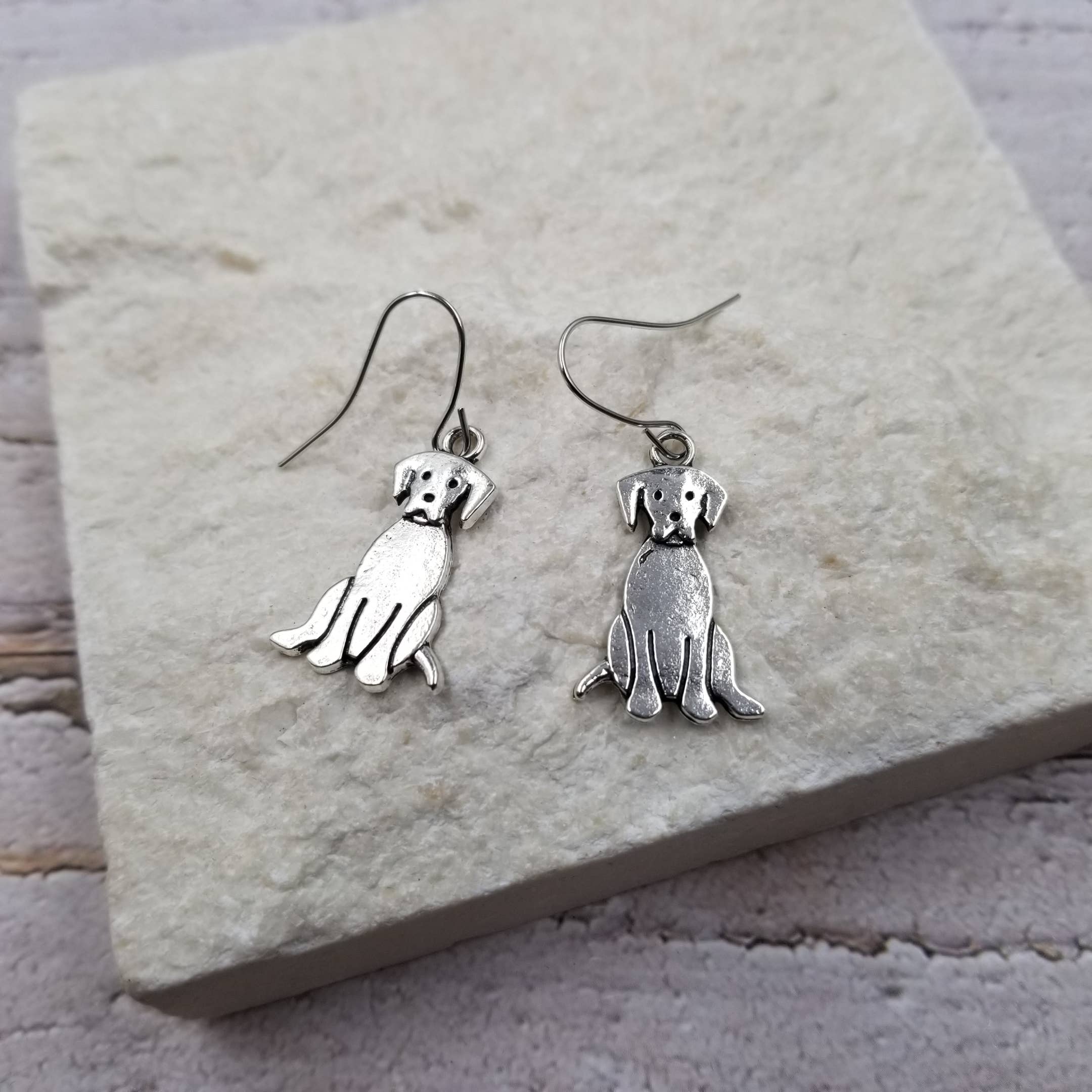 Silver Cute Dog Earrings