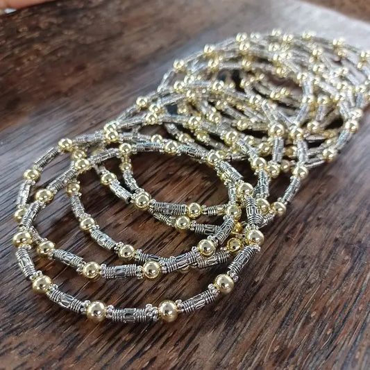 Everyday Elegance Silver and Gold Beaded Bracelet