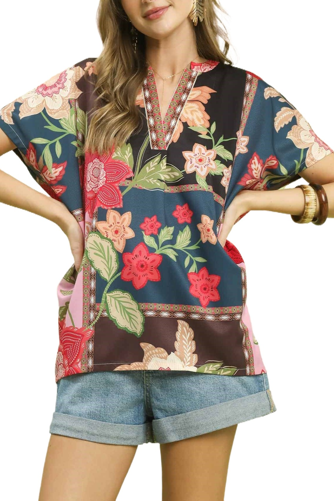 Boho Floral V-neck Top by Umgee