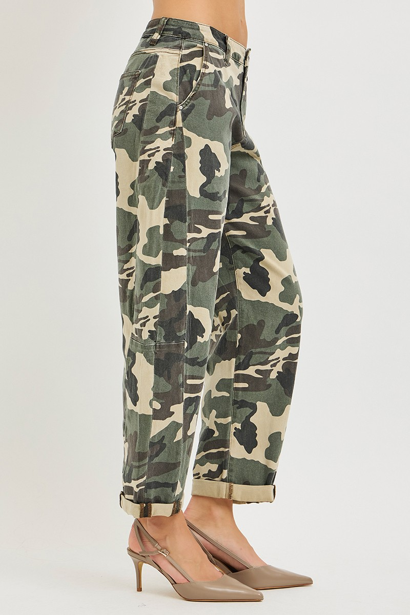 Risen Faded Camo Ankle Barrel Double Roll Up Pants