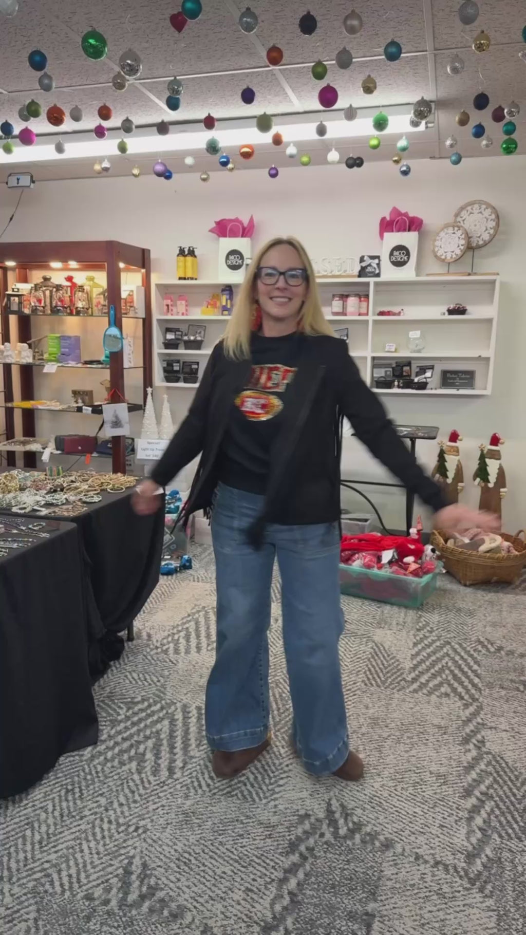 Black Zip-up Fringe Jacket by Creation